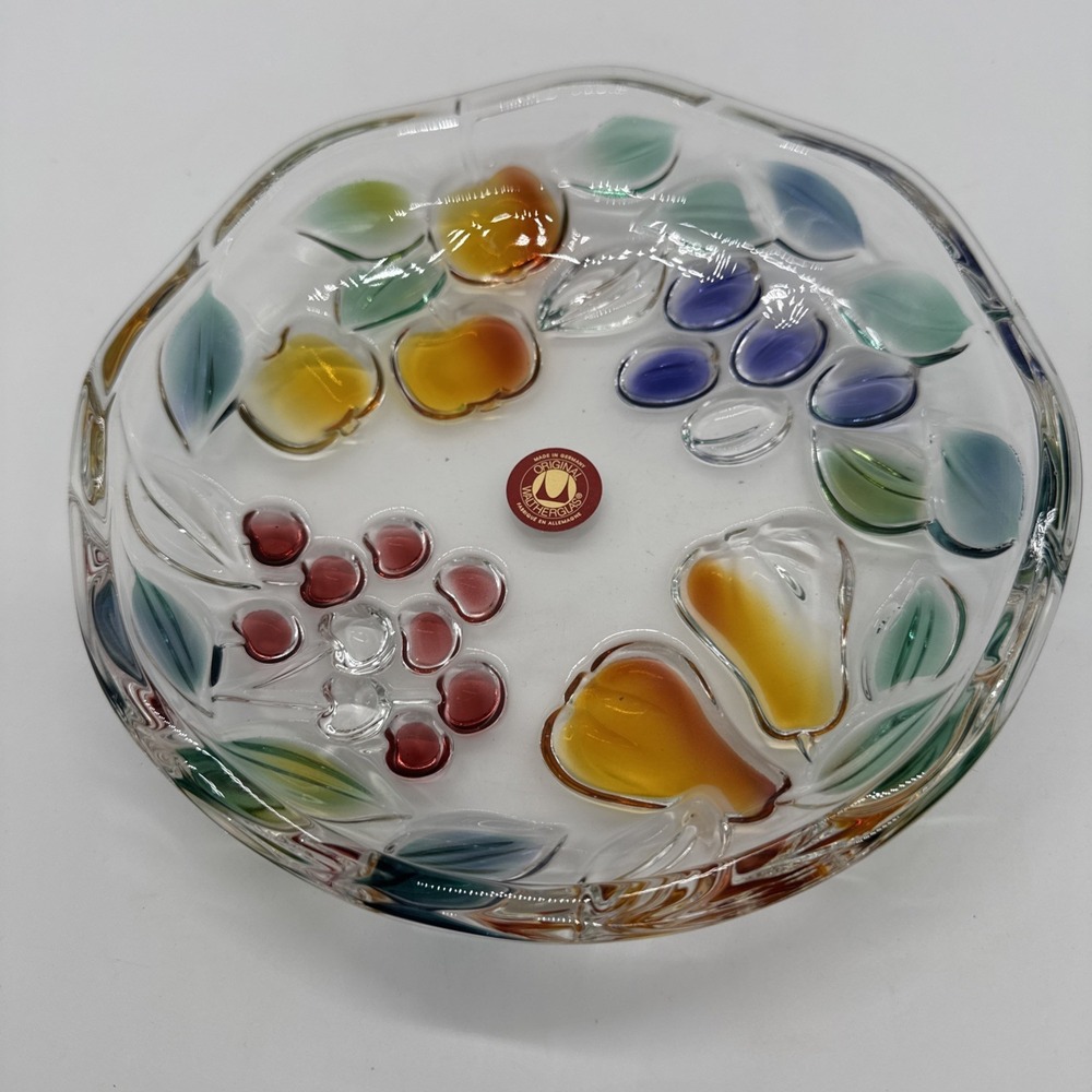 Walther Glas German‎ Bowl Dish With Colored Fruit NEW grapes Cherries Pears